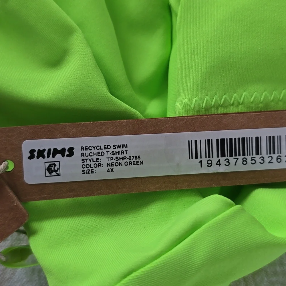 SKIMS Recycled Swim Ruched T-Shirt Size:4X Neon Green